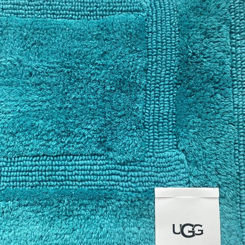 NWT UGG Bath mat Rug Cotton reversible Emma Blue 20x32 in